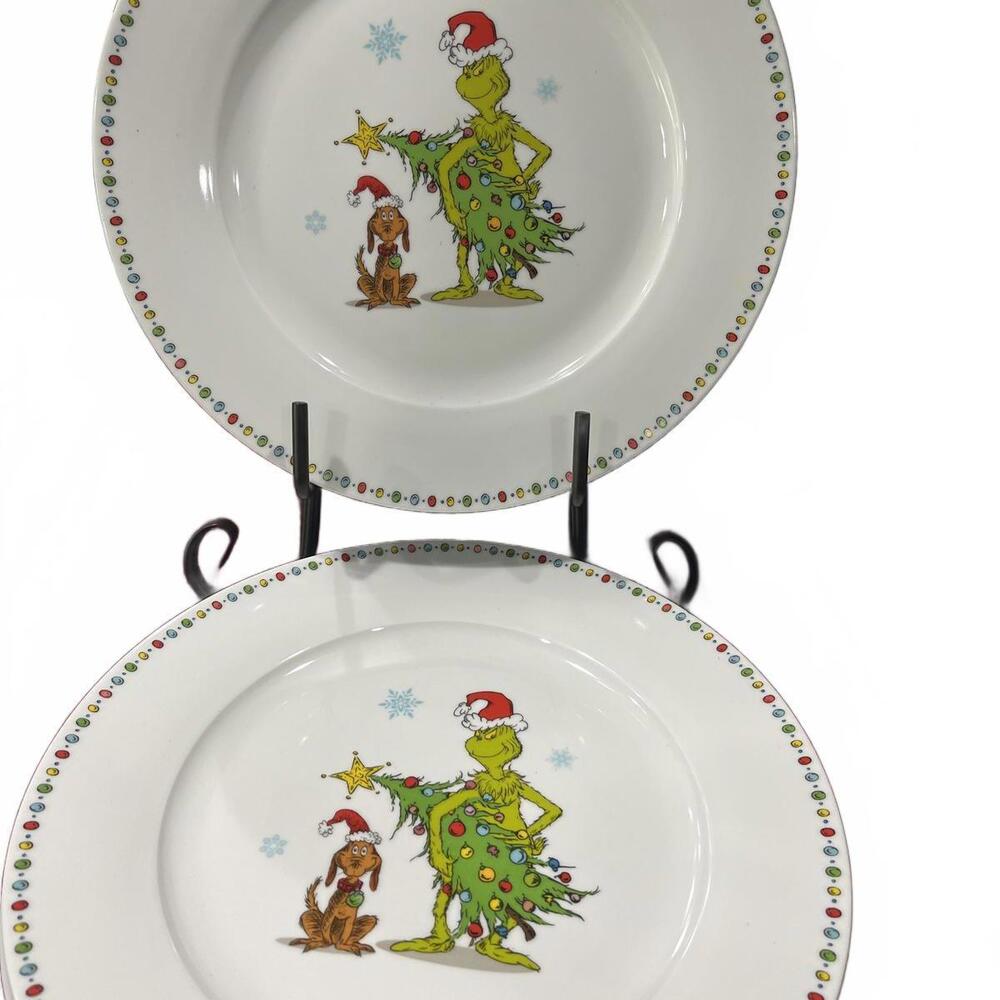 NEW Grinch Christmas Dinner Plates Set of 8 Zrike 10.75” Free Shipping